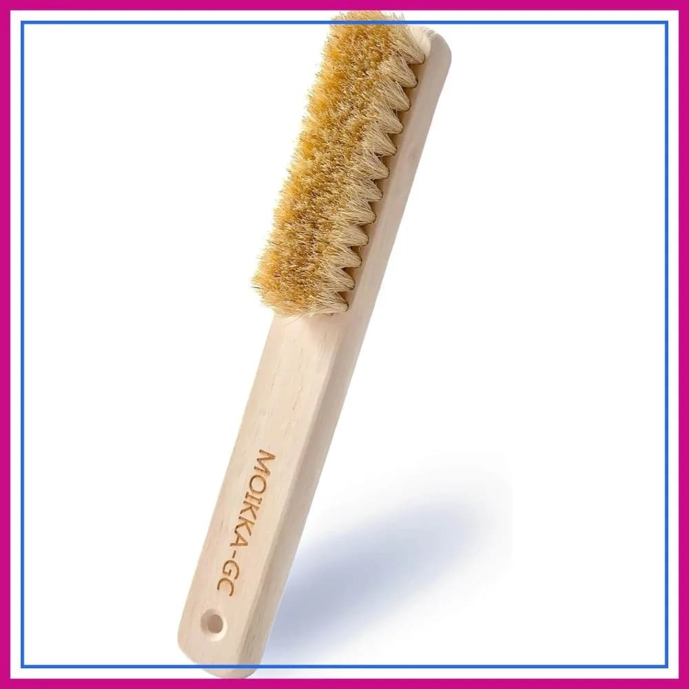 Spazzola in legno per macchie di bucato con setole di cinghiale, detergente delicato per tessuti in cotone, lino, scarpe