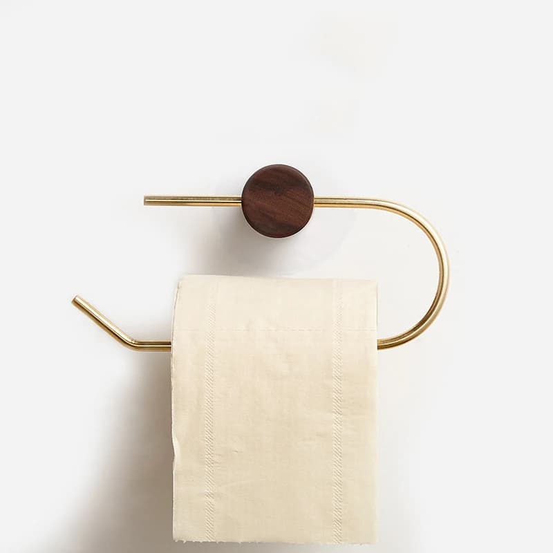Portarotolo Nordico in Ottone e Legno Massello, Creativo e Senza Foratura