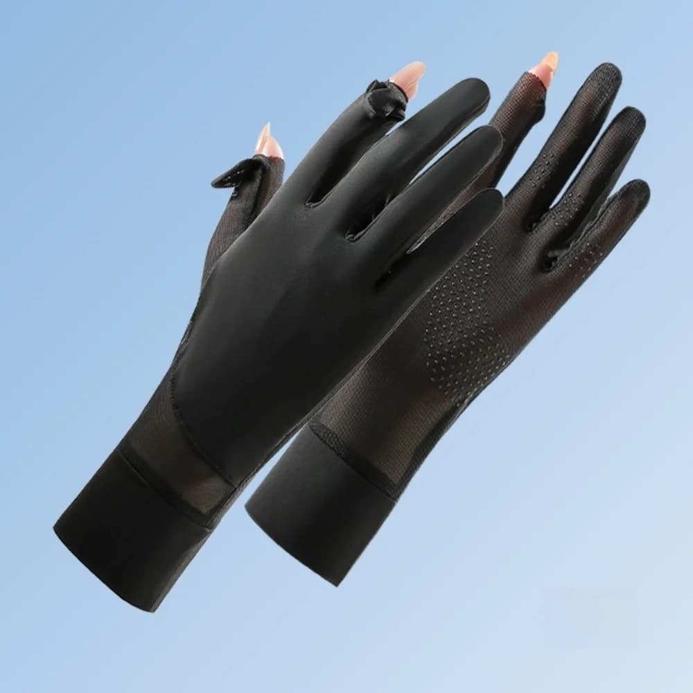 Guanti da Guida Sottili alla Moda con Dita Intere, Traspiranti Effetto Ghiaccio, Antiscivolo, Protezione Solare, Touchscreen per Ciclismo