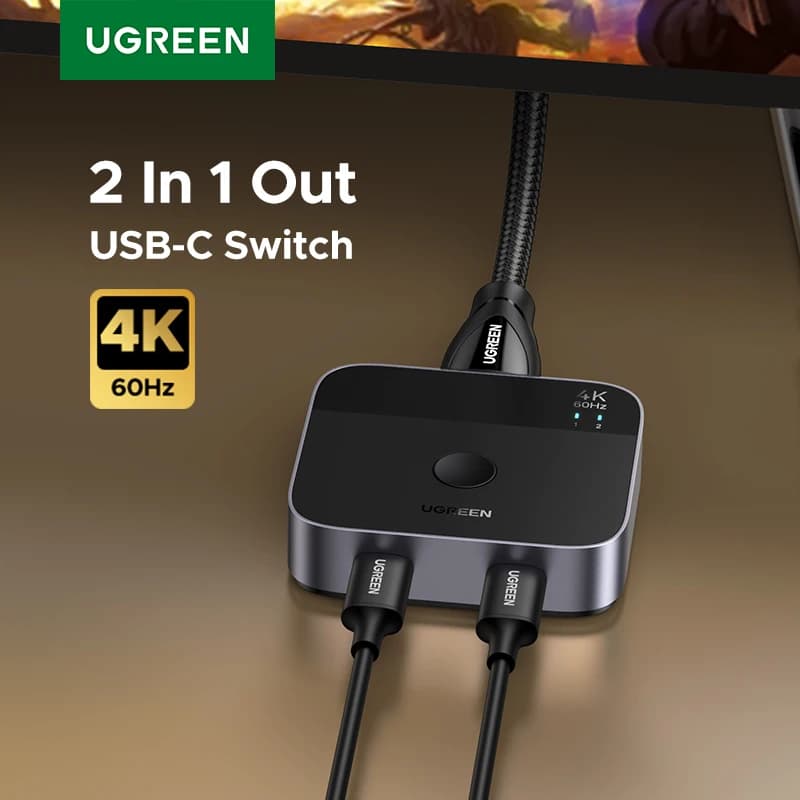 UGREEN USB C Switch 2 in 1 Out 4K 60Hz USB-C Switcher per PS5 Xbox PC Monitor portatile Proiettore Tastiera Mouse Docking