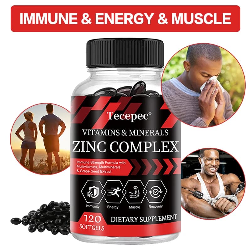 Zinc Complex Supplement - Vitamins & Minerals, Supports Immune System, Healthy Skin, Energy and Overall Health