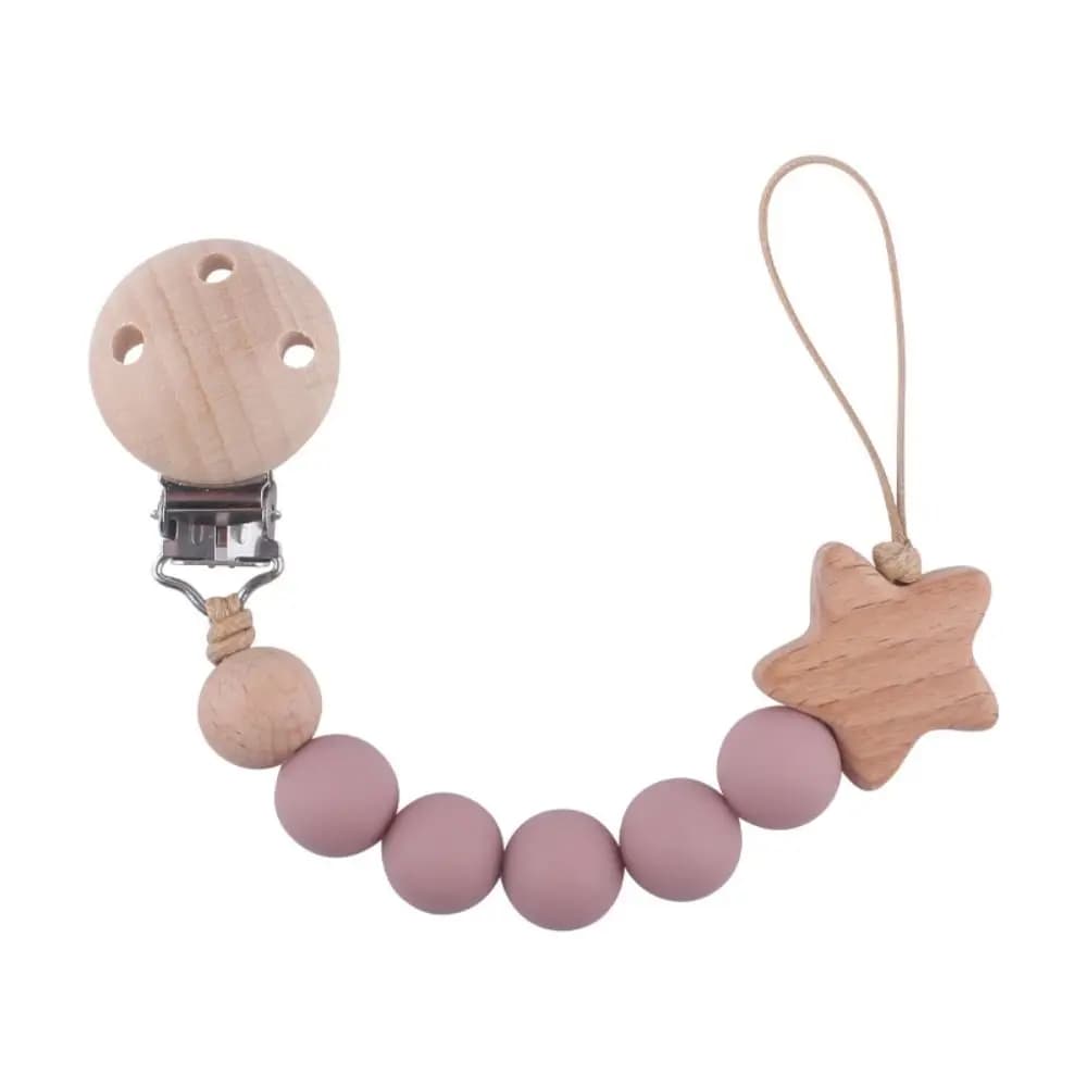Clip per ciuccio Clip per porta ciuccio Stella in legno Catena per ciuccio per bambini Porta succhietto Clip per porta capezzoli Cinghie per massaggiagengive per bambini Bambini