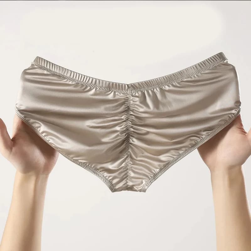 4 Pezzi Slip da Uomo in Raso Lucido a Vita Bassa, Intimo Sexy con Tasca Frontale, Morbido, Fresco, Elastico, Traspirante