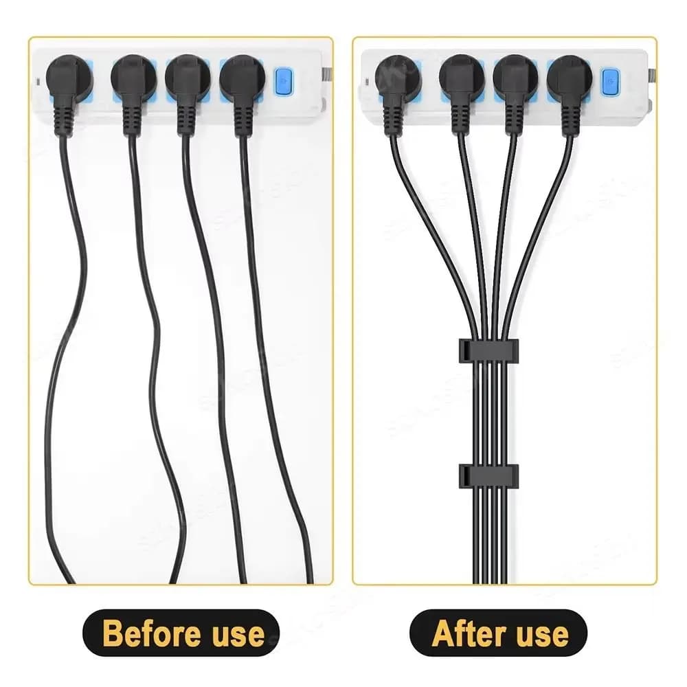 Organizzatore di Cavi Autoadesivo, Clip in Plastica Nera e Bianca per Cavi USB, Supporto per Cavi da Scrivania, Casa e Ufficio