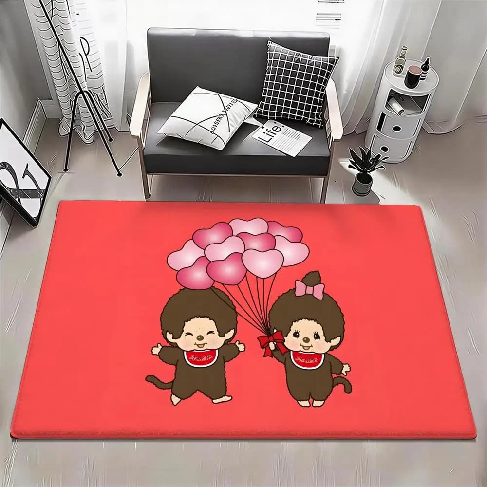 Tappetino da pavimento Character C-Monchhichi Eco - Tappetino in flanella antiscivolo inodore per interni, tappeto morbido in peluche corto per la casa