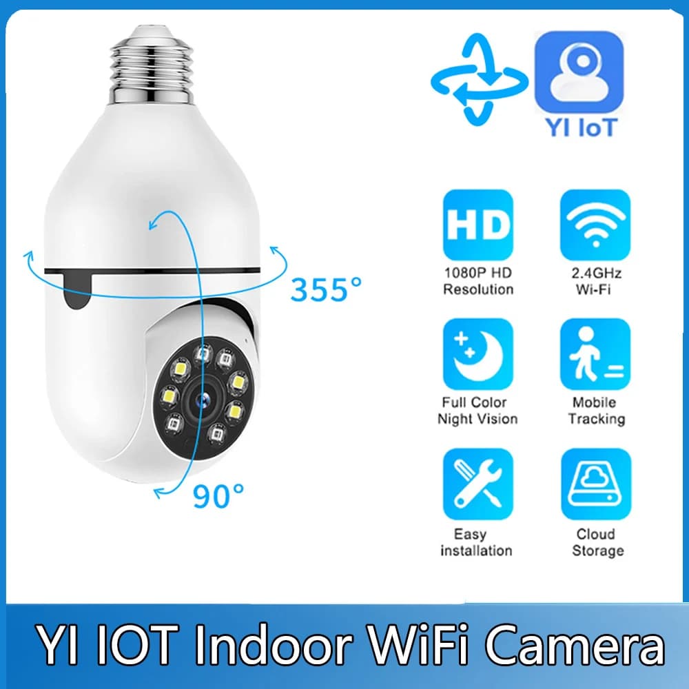 YI IOT WiFi 1080P Lampadina Telecamera Rilevazione del movimento Audio bidirezionale CCTV IP Telecamera di sicurezza domestica Pet Monitor 2MP Baby Monitor