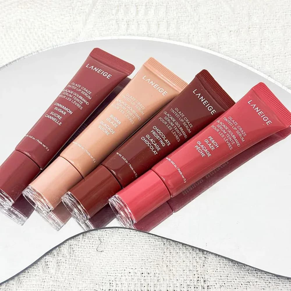 Olio Labbra Trasparente Laneige, Balsamo Labbra Donut, Lucidalabbra Idratante Effetto Specchio, Rossetto Profumato alla Fragola, Lampone e Cioccolato