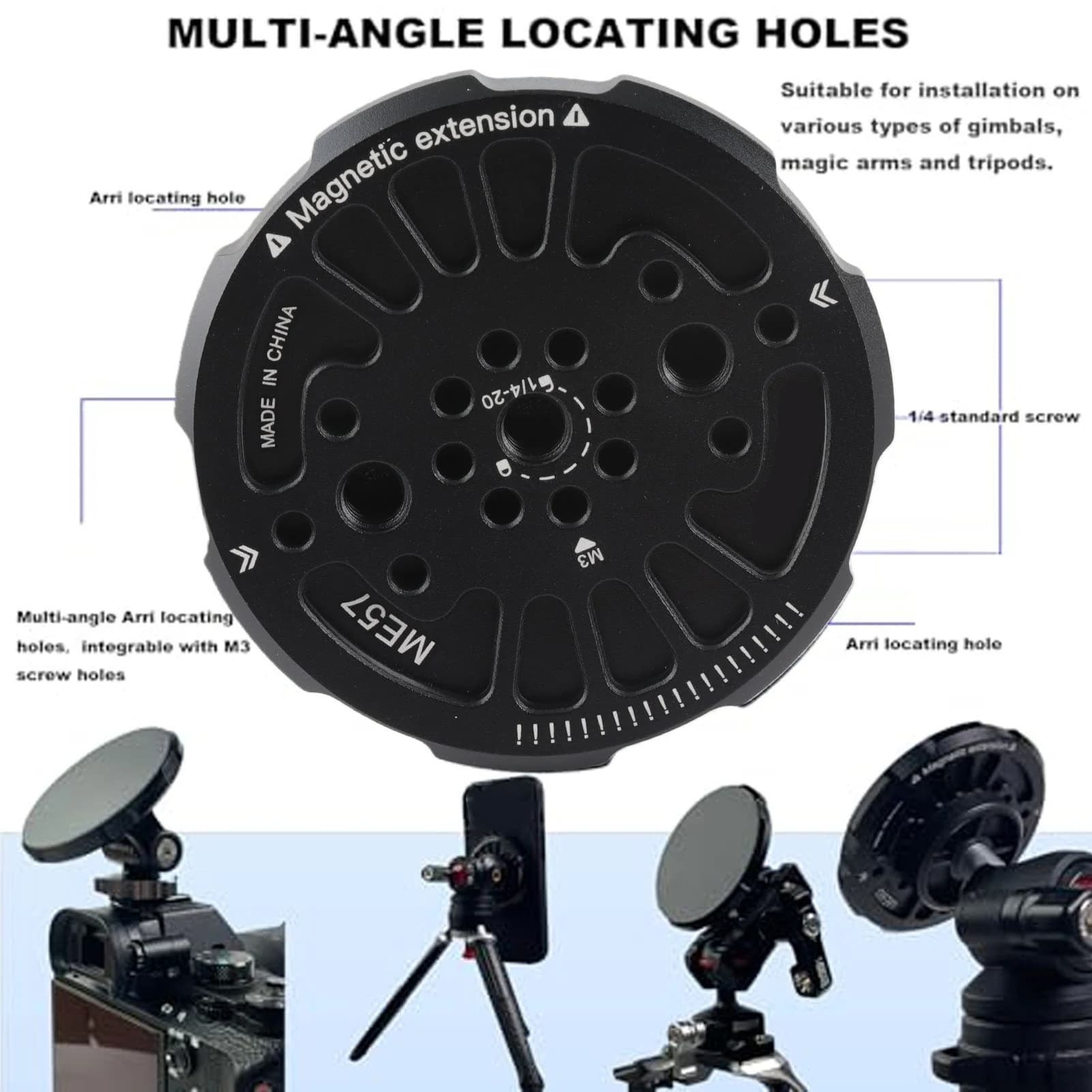 Aluminum Alloy Magnetic Phone Tripod Adapter Lightweight Anodized Magnetic Phone Tripod Adapter 1/4Inch Thread for 16 Pro Max