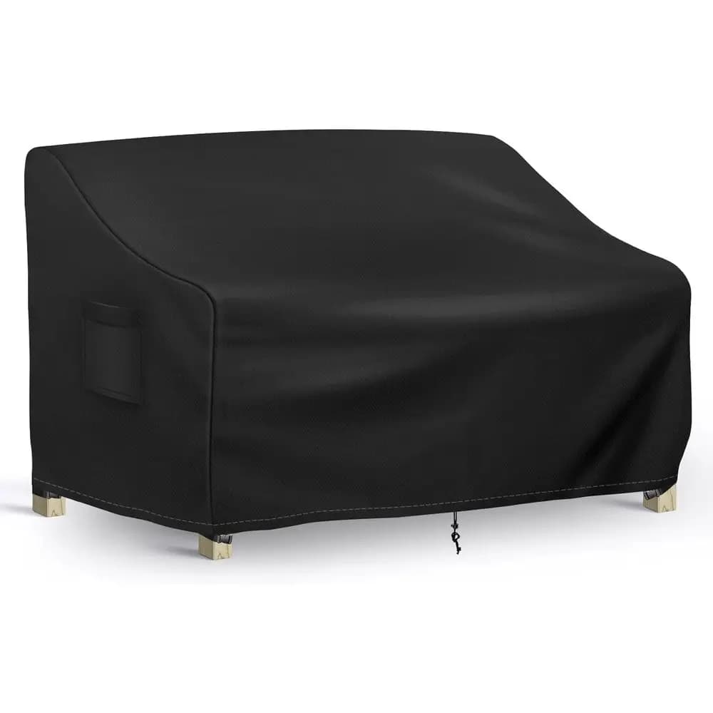 Waterproof 3 Seat Outdoor Sofa Cover with Air Grips and Handles, 78W x 33D x 32H, Black