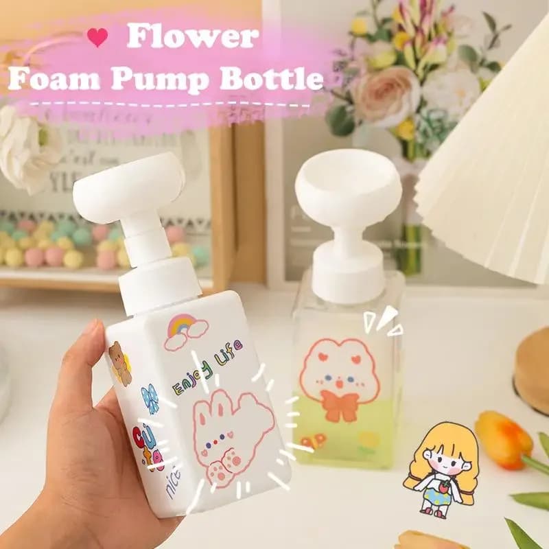 250/450ml Forma di Fiore Pompa di Schiuma Dispenser Bottiglia di Plastica Piazza Vuoto Liquido Sapone Per Le Mani Shampoo Contenitore Vaso Del Fumetto Per La Casa