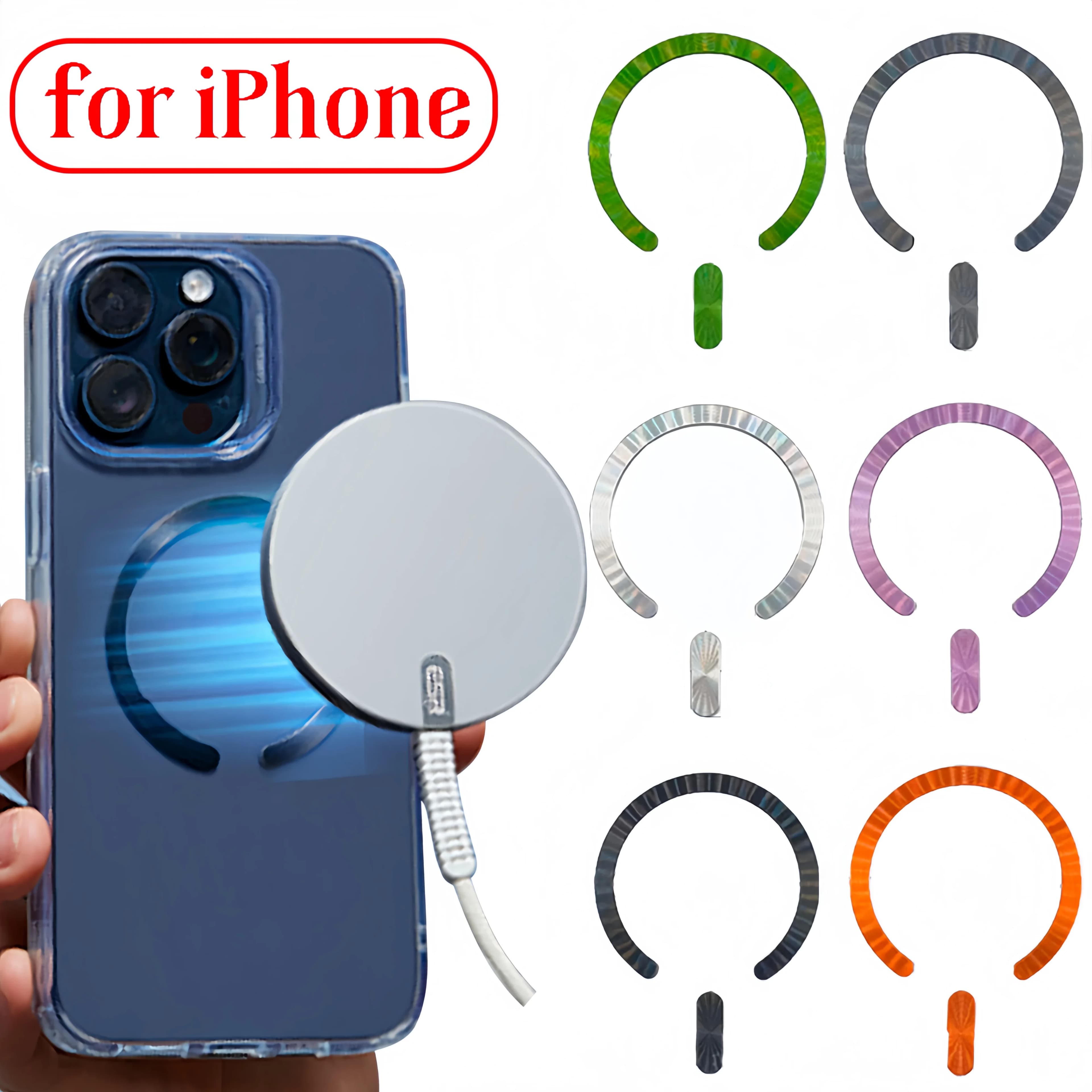 Anello magnetico con piastra metallica per iPhone 17/16/15/14 Magsafe Caricatore wireless Supporto per telefono per auto Adesivo Patch magnetica rotonda per iPhone
