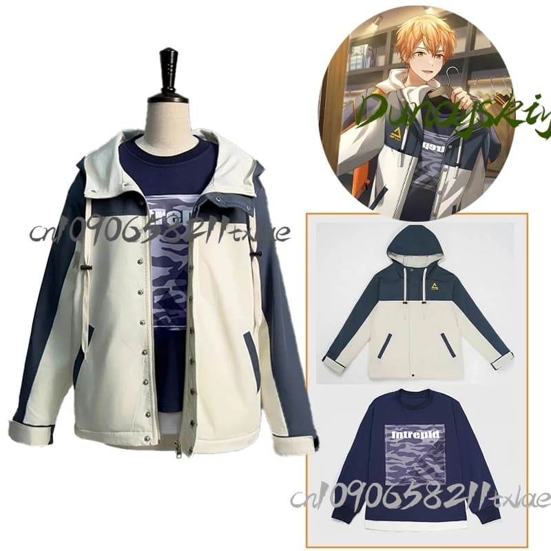 Costume Cosplay by Shinonome Akito from the Game Project Sekai, Jacket with Hood for Men and Women, for Carnival and Halloween