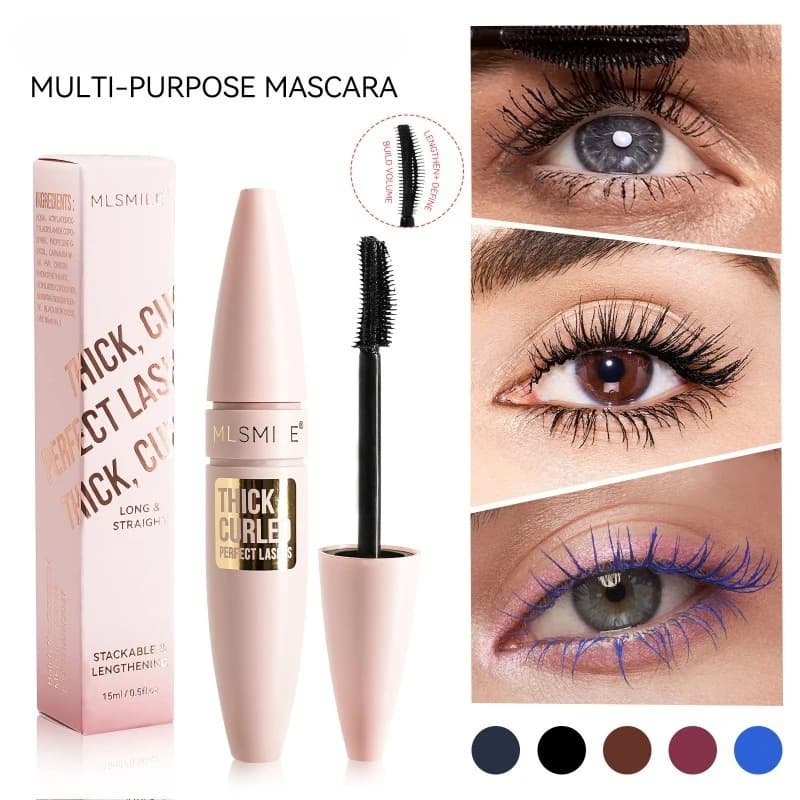 Black Colored Mascara and Colors Volumizing Curling Fiber Dustproof Formula Enriched for bold eye makeup without sgump