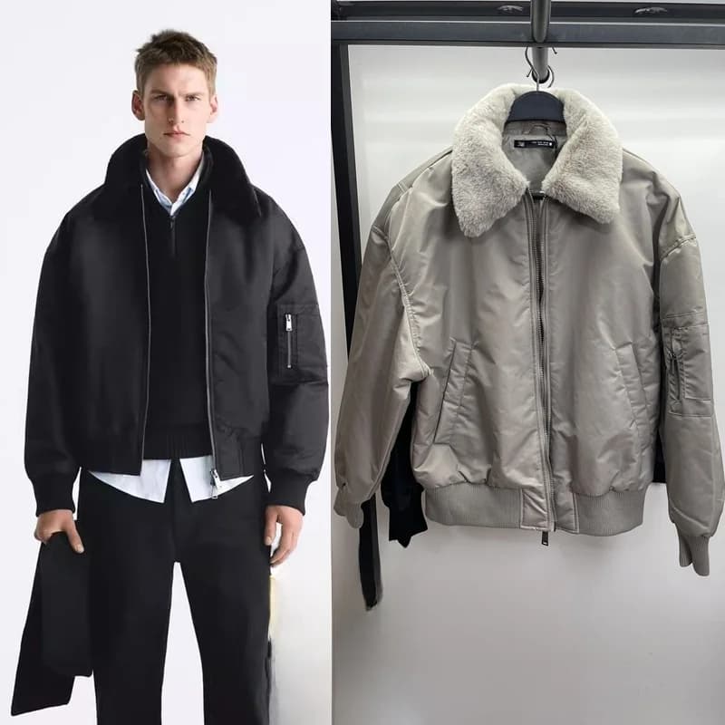 Winter Thickened Pilot Jacket Coat with Fur Collar Men's Cotton Clothes 8281657 Casual Loose Fit Youthful Style Regular Length