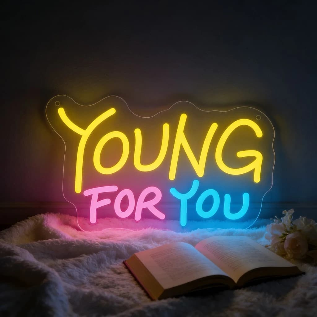 Insegna LED Neon YOUNG FOR YOU, Decorazione Murale per Camera da Letto, Regalo Romantico per Lei, Arredamento Casa, Regalo di Compleanno, Luce Calda, Messaggio Ispirazionale