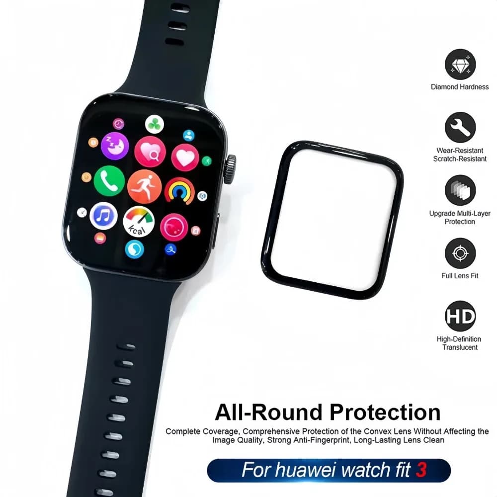 Proteggi schermo per Huawei Watch Fit 3 Proteggi schermo curvo 9D per Huawei Watch Fit3 Pellicola protettiva ultra-HD a copertura totale