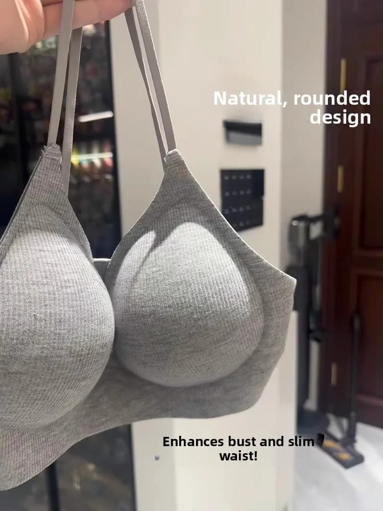 Reggiseno a fascia senza cuciture da donna, senza ferretto, con motivo a cartone animato, effetto contenimento del seno, scollo a V, doppia spallina, coppa a palma raccolta