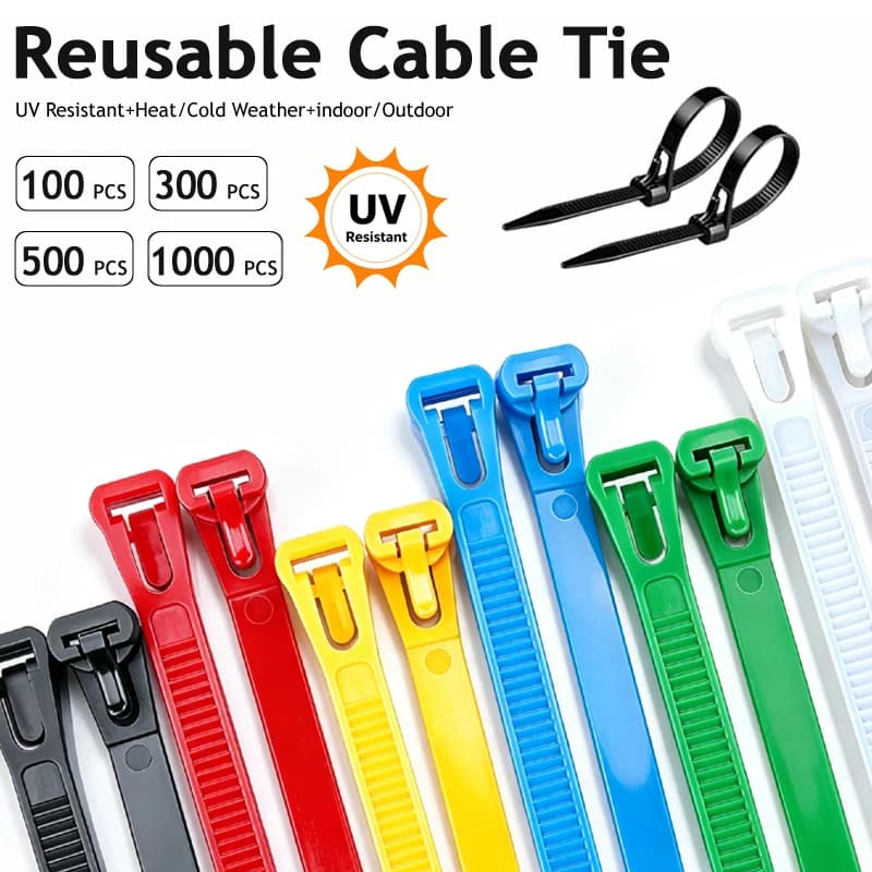 50-500pcs Plastic UV Resistant Wire Tie Releasable Adjustable Cable Zip Ties Reusable High Tensile Strength Garage Vine Bundling