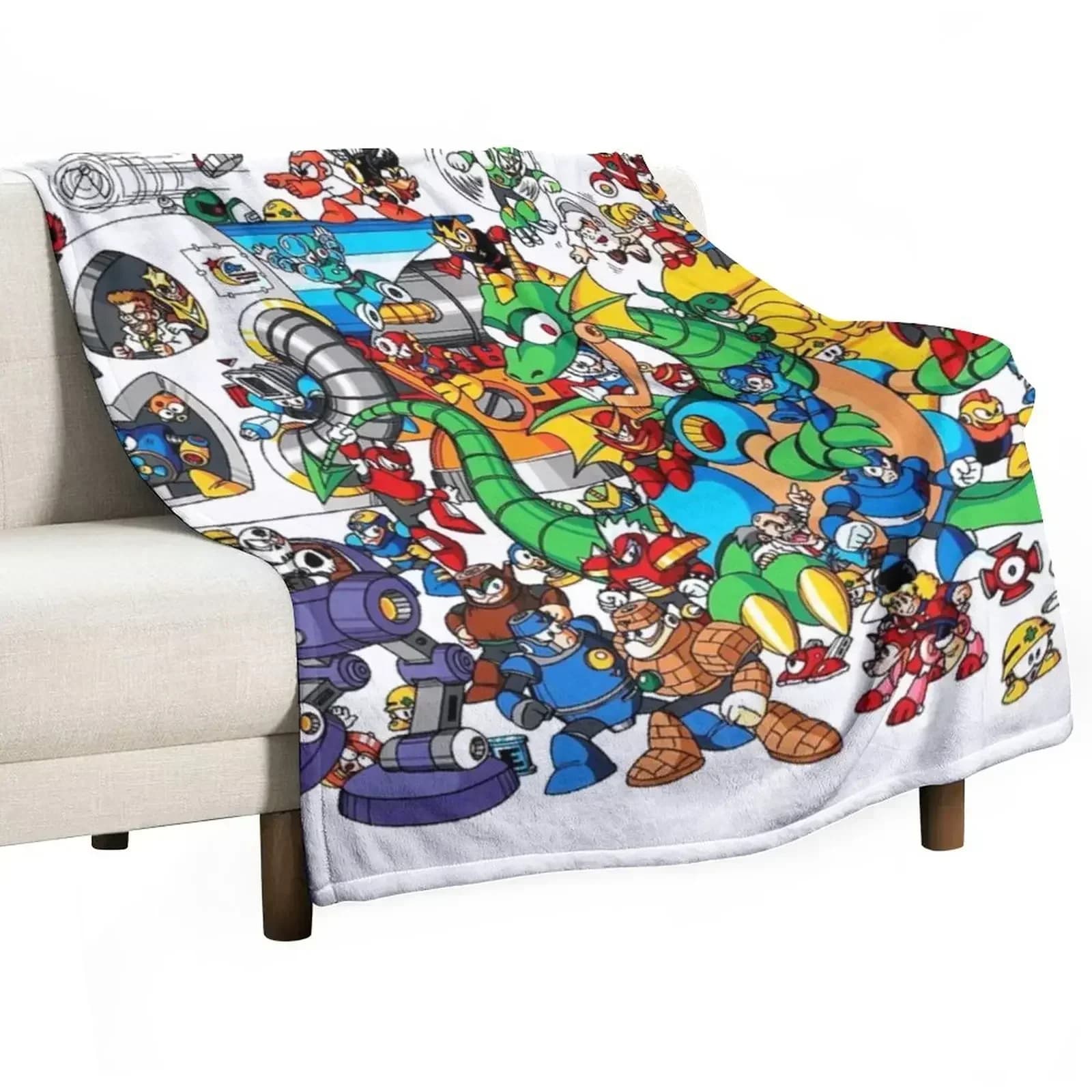 Mega Man and all of his enemies Throw Blanket Sleeping Bag Bed Single Luxury St Kid'S Blankets For Sofas Blankets