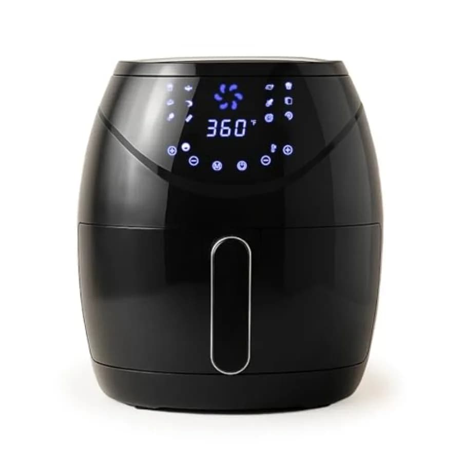 Friggitrice ad Aria da 6,5 QT, Friggitrice ad Aria Calda Extra per Cottura Croccante, Cottura al Forno, Arrosto, Finitura Nera Lucida Antiaderente, Perfetta per Pasti Sani K