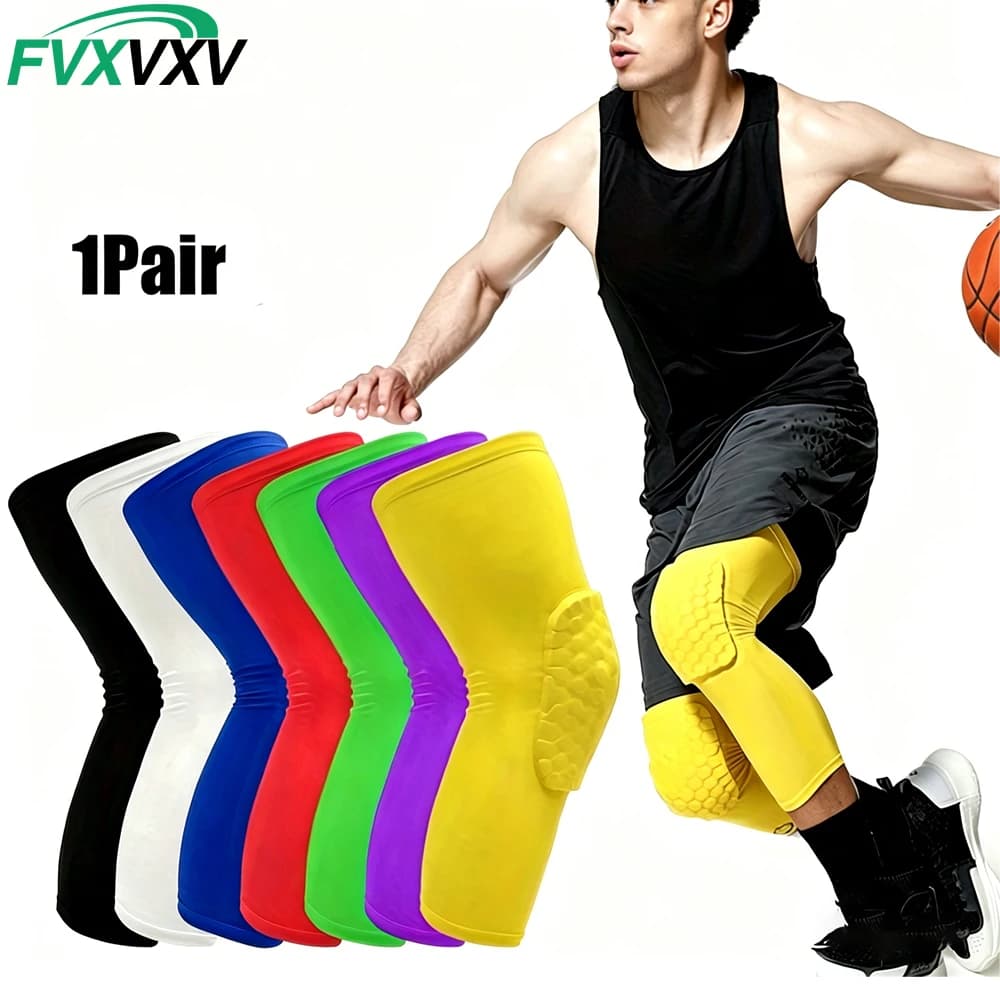 2 Pezzi Ginocchiera a Nido d'Ape per Basket, Ginocchiera Sportiva, Ginocchiera da Pallavolo, Supporto per Ginocchio, Maniche a Compressione per Gambe da Calcio per Uomini e Donne