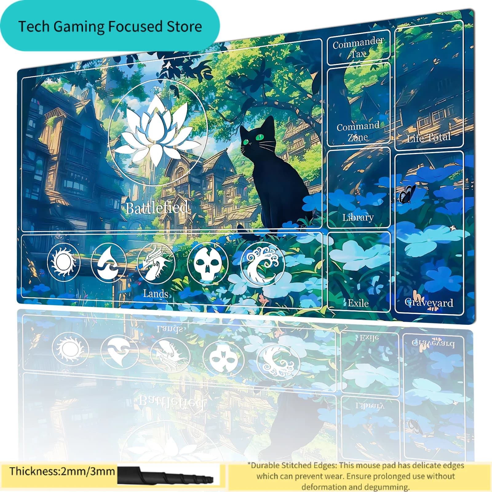 Tappetini da gioco Magic Trade Card Battle, tappetini da gioco TCG CCG, tappetino per mouse con gatto carino, accessori per PC da gaming, adatti per lavoro e gioco