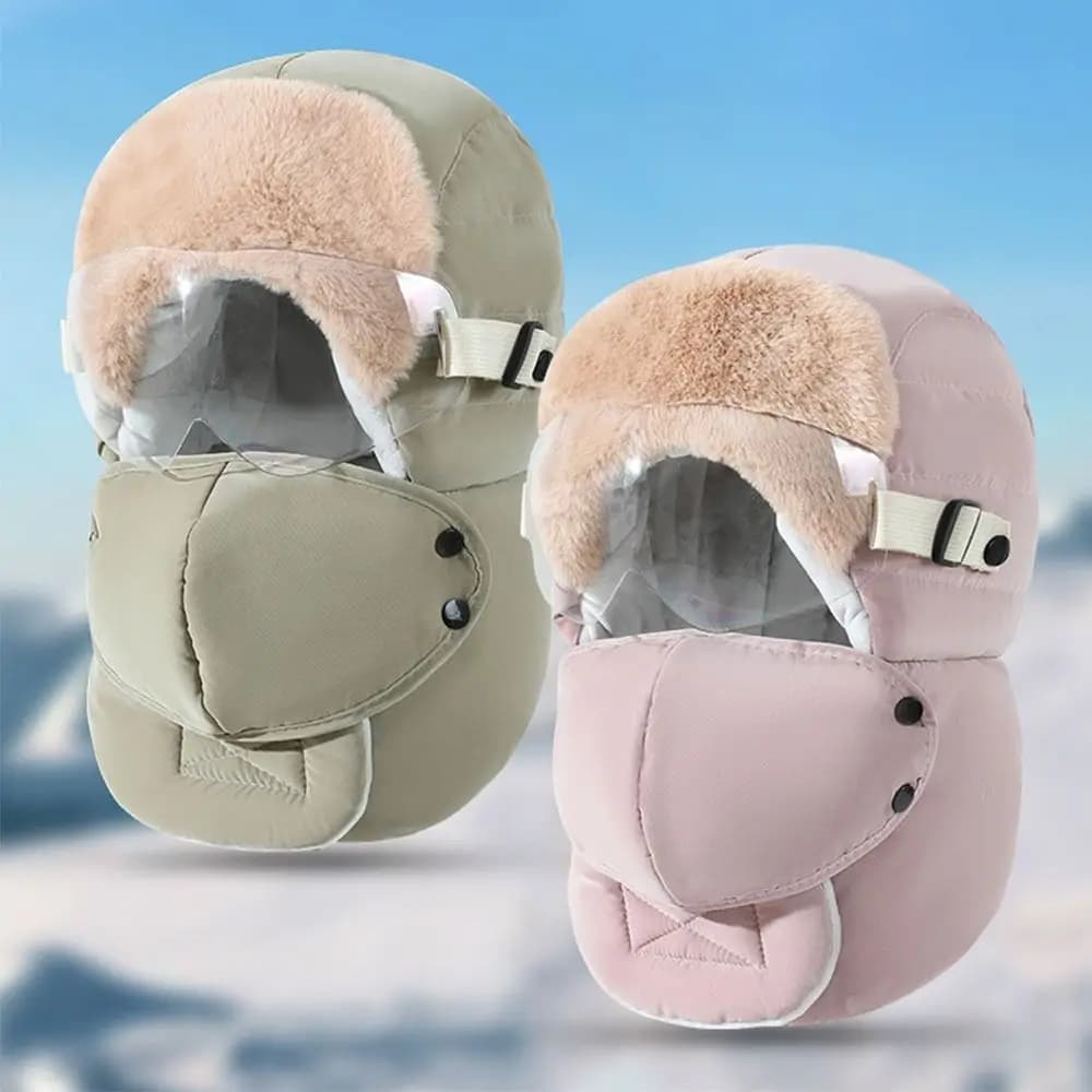 Casual Antivento Occhiali Invernali Maschera Cappello Anti Fog Occhiali A Prova di Freddo Equitazione Lei Feng Cappello Paraorecchie Caldo Caldo Cappello Da Sci Donne/Uomini