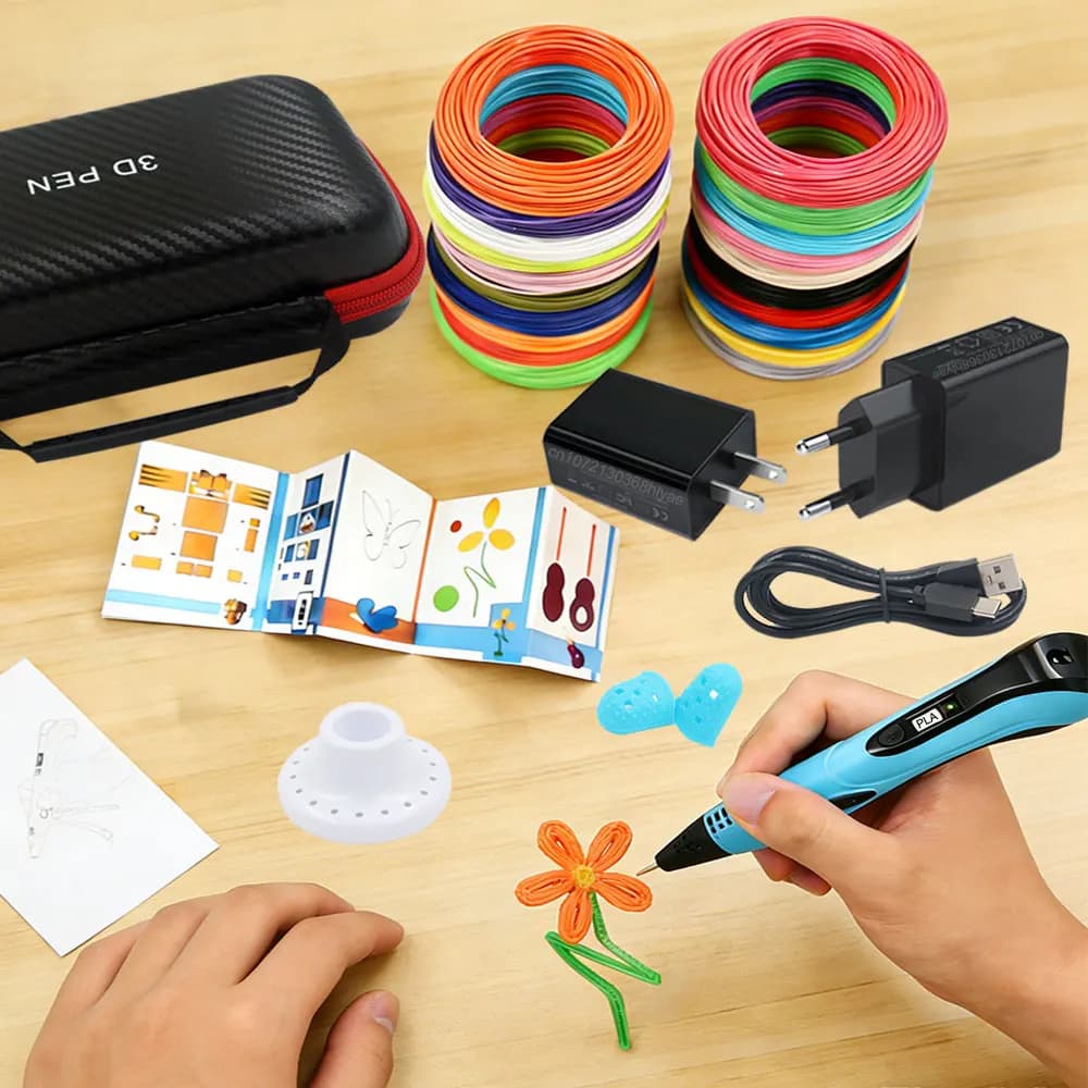Popular 3D Pen for Children with LCD Display, Power Adapter, Valigetta, PLA Filament, Gift Preferred by Children for Christmas and Birthday