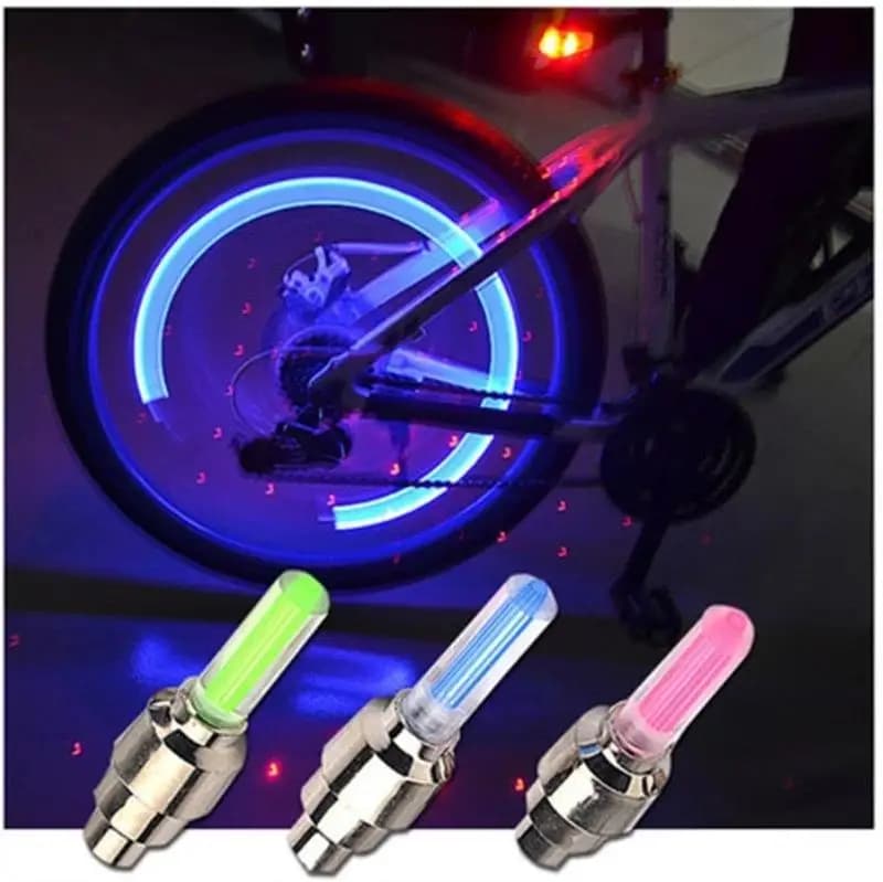 Luce per valvola per bicicletta a LED, luce per raggi per bicicletta al neon, luce per valvola per pneumatici per bicicletta, luce di avvertimento per guida notturna Accessori per biciclette