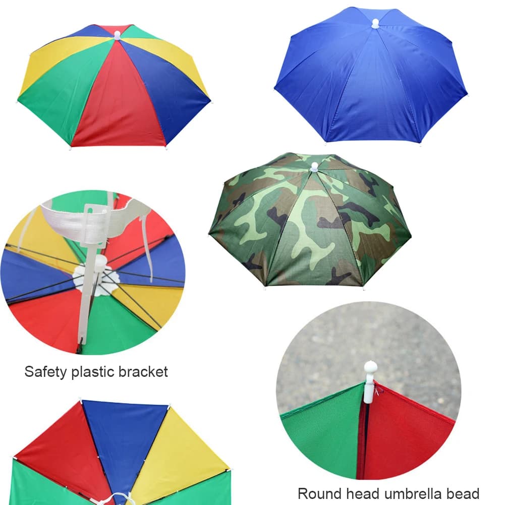 Cappello da ombrello da pesca pieghevole parasole da esterno impermeabile antipioggia copricapo portatile pieghevole parasole da esterno