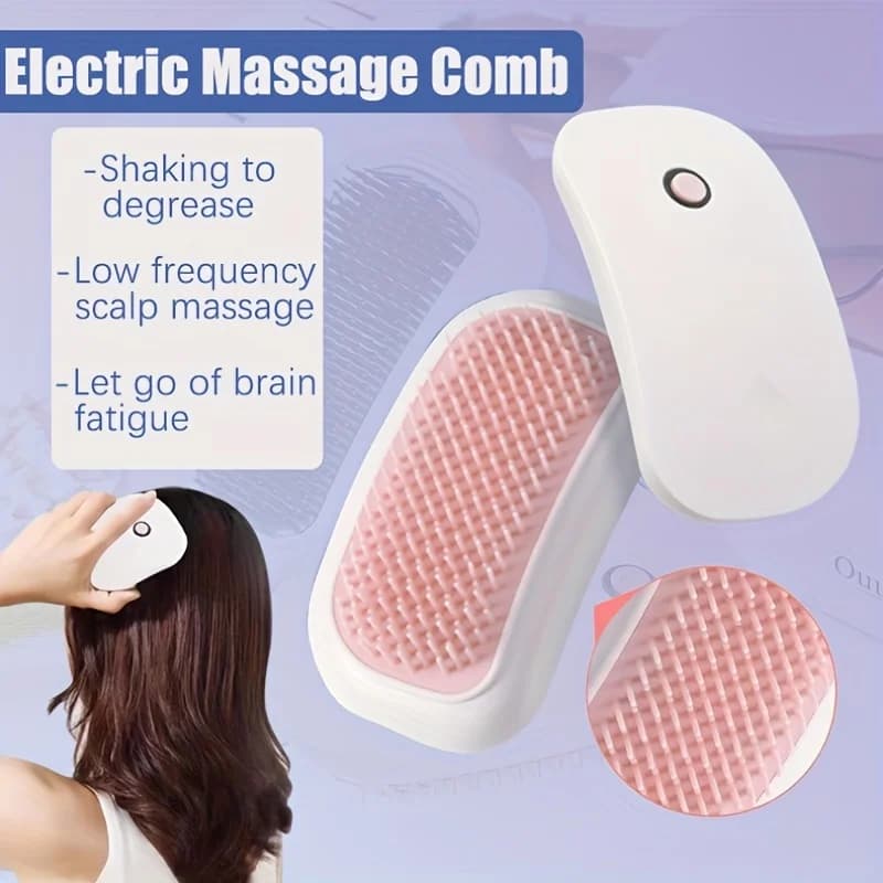 Electric hair massager, scalp massager brush with high frequency vibration for head and body relaxation, portable beauty tool for hair care.