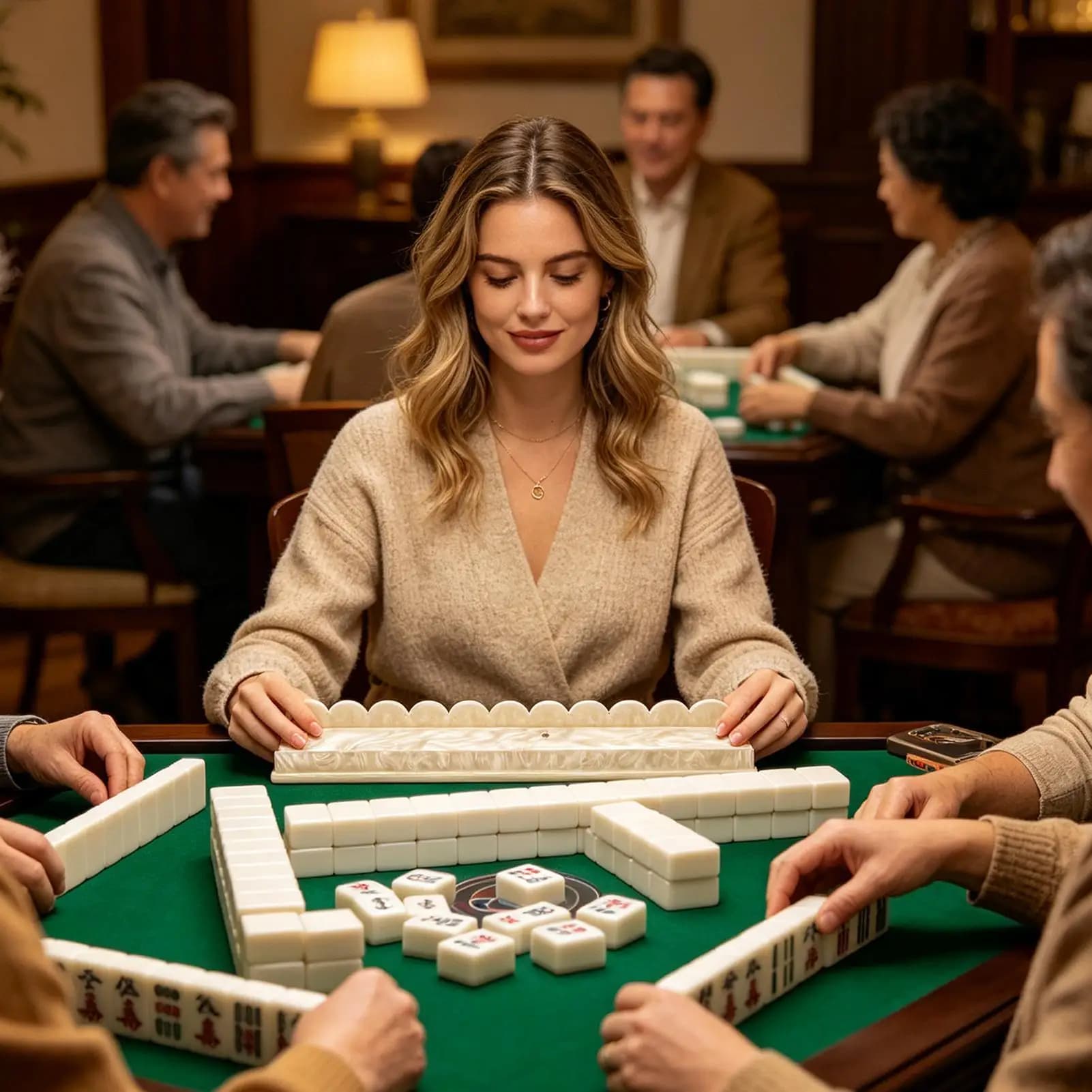 Scalloped Mahjong Racks Magnetic Non-Slip Acrylic Scalloped Mahjong Tile Pusher And Holder For Home Game Night Party Family