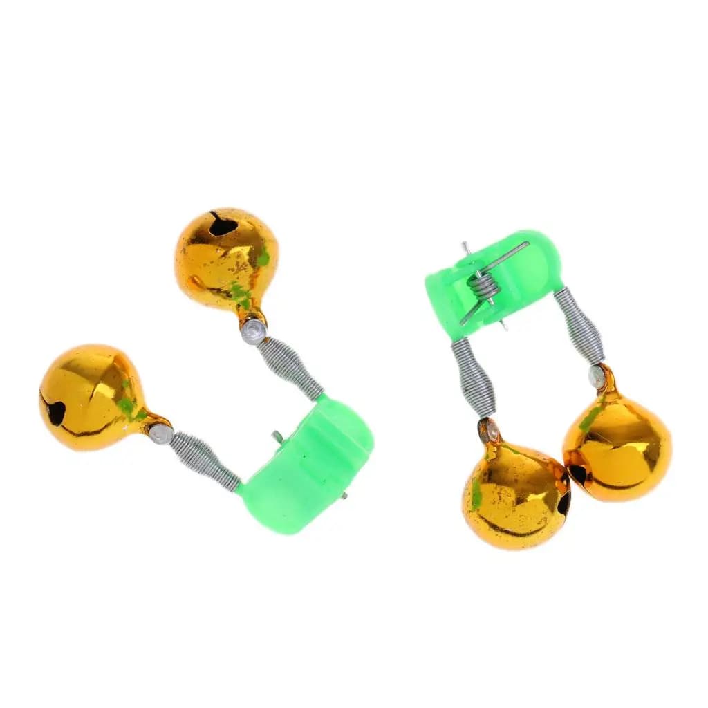 Fishing Rod Alarms Twin Bells Bite Alert Kit Brass Tone Sensor for Night Sea Fishing