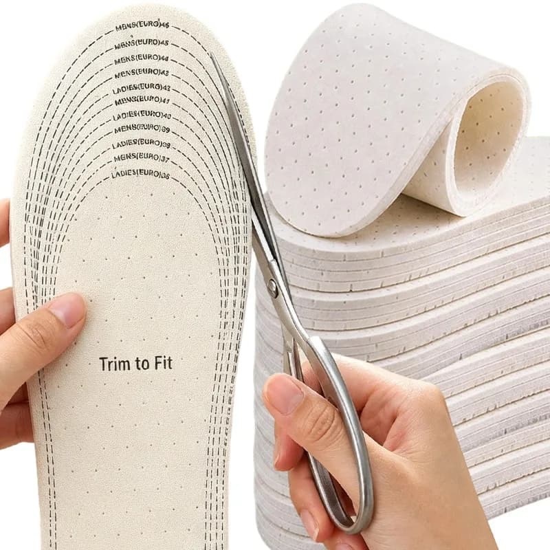 Breathable Cotton Latex Insoles for Women Men Perforated Sweat Absorbent Shoe Insert Cut To Size Soft Summer Replacement Cushion