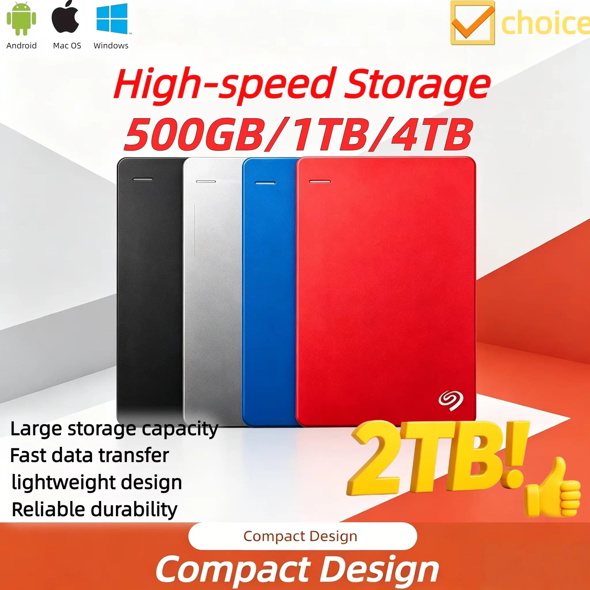 2026 For Seagate Portable Hard Drive External Hard Disk Backup Plus SlimUSB 3.0 DASKA HDD 2.5Inch Portable External Data Storage