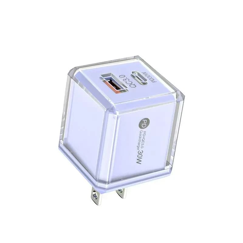 Caricabatterie per auto multi-interfaccia da 30W con USB A+C, adattatore di ricarica rapida per auto PD QC3.0, caricatore rapido per auto con cavo di ricarica Micro USB da 0,3m