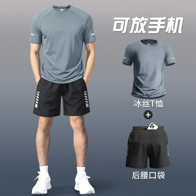 Abbigliamento sportivo da corsa per uomo - nuovo stile estivo per il fitness - maglia a maniche corte in seta ad asciugatura rapida per allenamento e maratona