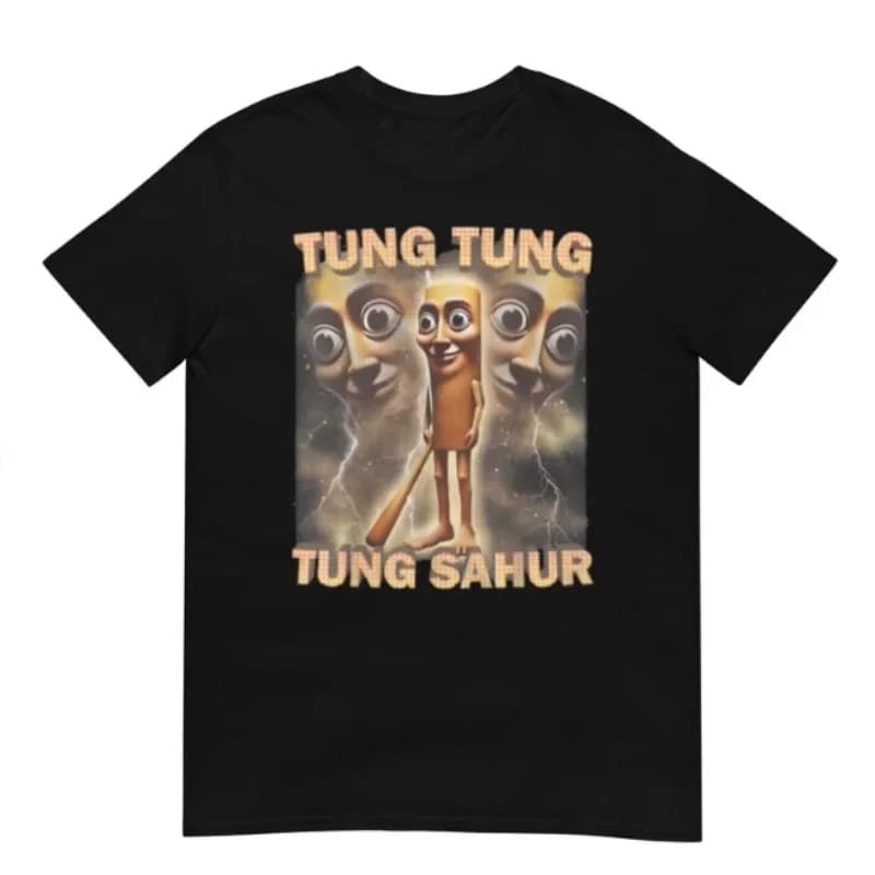 Tung Sahur Camicia italiana Brainrot Meme Camicia italiana Brainrot Camicia Dank Memes Maglietta strana Camicia strana Speciosa carina