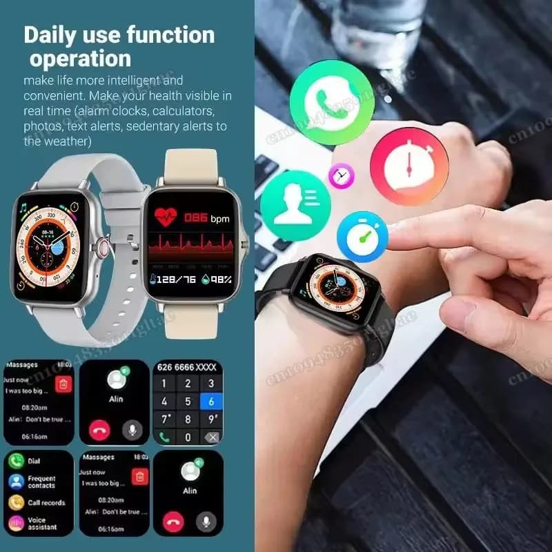 Nuovo Smartwatch con Chiamata BT, Monitoraggio Salute e Sonno, Schermo HD da 1.83'', Orologio Intelligente per Bambini, Impermeabile, Braccialetto Sportivo alla Moda per Donne e Uomini