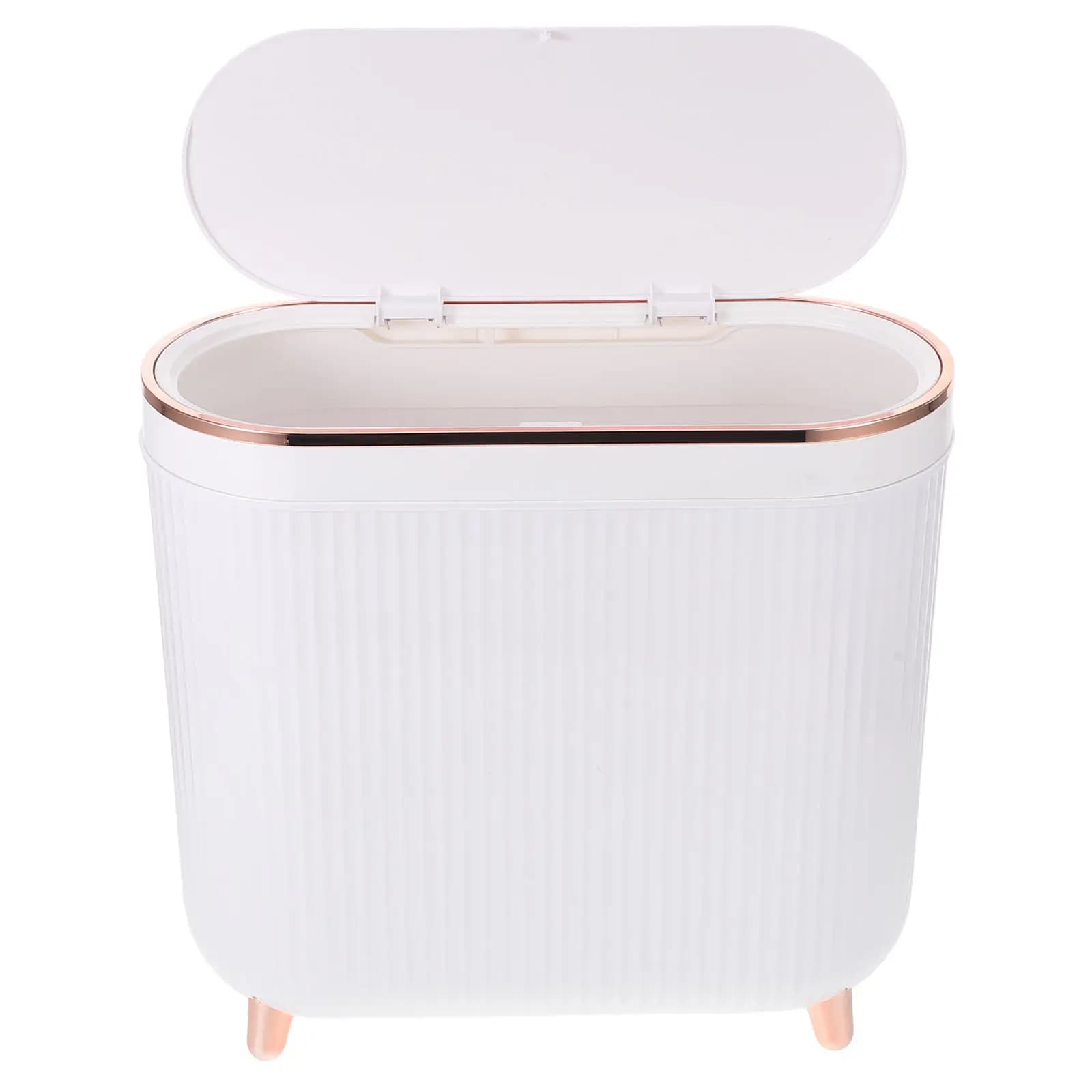 Cestino per Rifiuti da Bagno Sottile da 12L con Coperchio, Moderno Contenitore in Plastica per Piccoli Spazi, WC, Hotel, Casa, Uso Decorativo