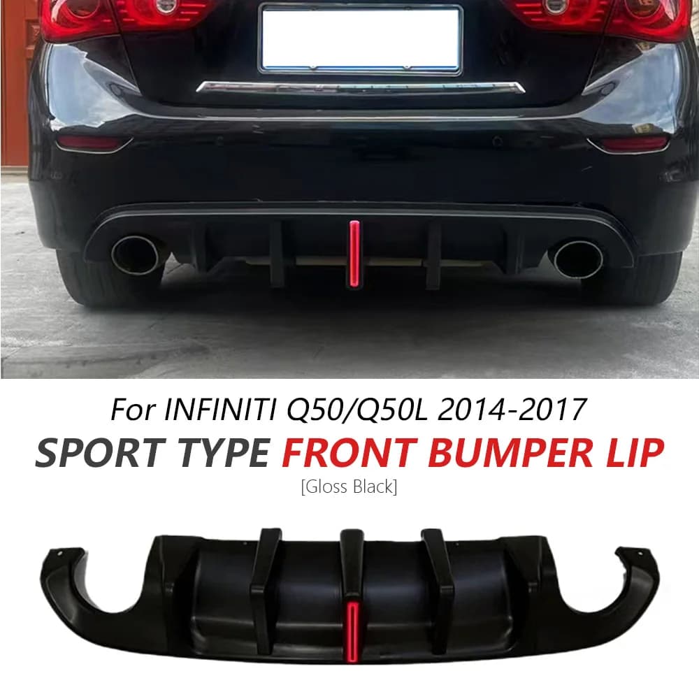 Rear diffuser for Infiniti Q50 2014-2017 Black shiny Sport Body Kit Black shiny Spoiler Rear Accessories Car upgrade