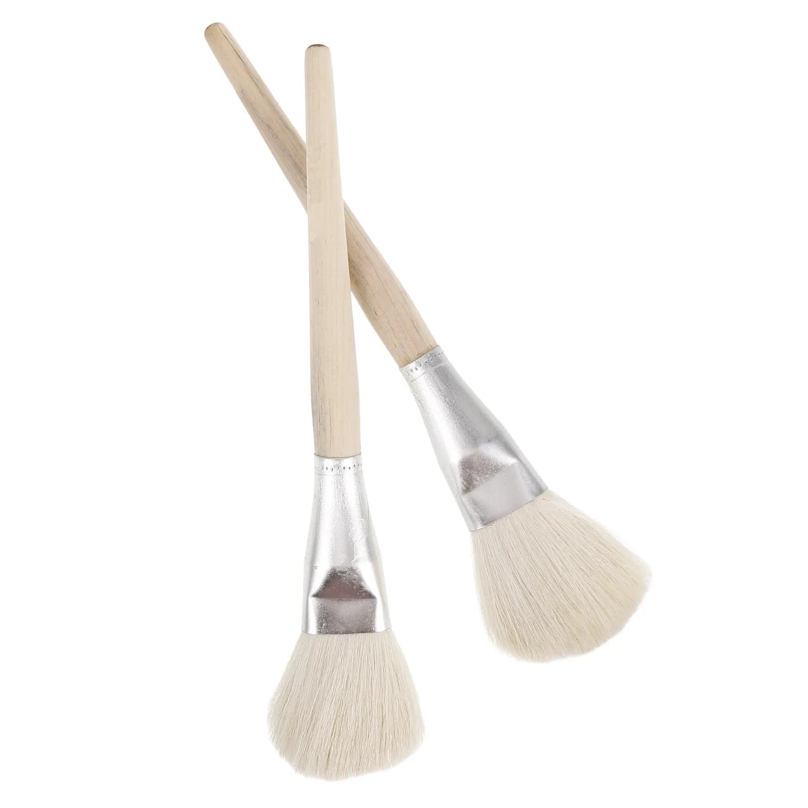 2Pcs Wool Painting Brush Set Wood Handle Soft Bristles for Acrylic Watercolor Traditional Chinese Painting Gilding Silvering