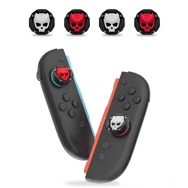 4 pezzi di manopole morbide in silicone con teschio, cappuccio per joystick, copertura per stick analogico per accessori di gioco per controller Joy-con Switch 2