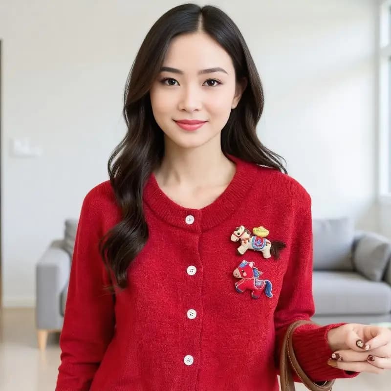 1Pcs Coat Scarf Accessory Zodiac Year Charming Fabric Pony Brooch For Women Pin Niche Design Brooch Corsage Pin Neck Pin