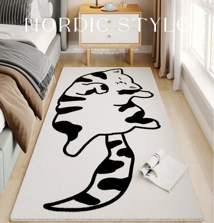 Nordic Cartoon Comodino Tappeto Gatto Tappetino Soffici Tappeti Rettangolo Tappeto per Soggiorno Shaggy Area Tappeto Addensare Zerbino Decor Tappeto