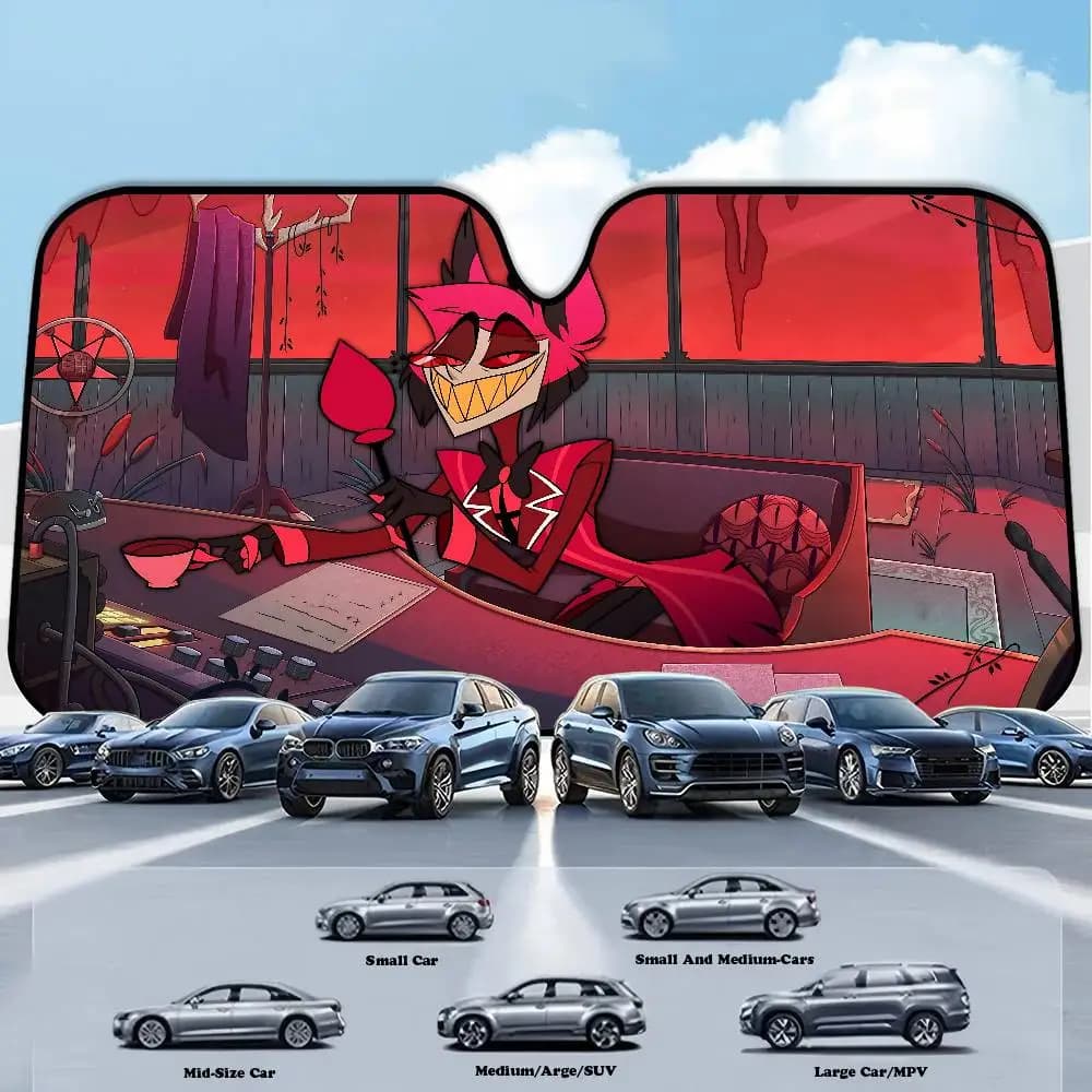 Popolare Anime H-Hotel H-Hazbin Alastor Cartoon Finestra Foil Parabrezza riscaldato Parasole Auto Finestra anteriore Visiera Auto Protezione solare