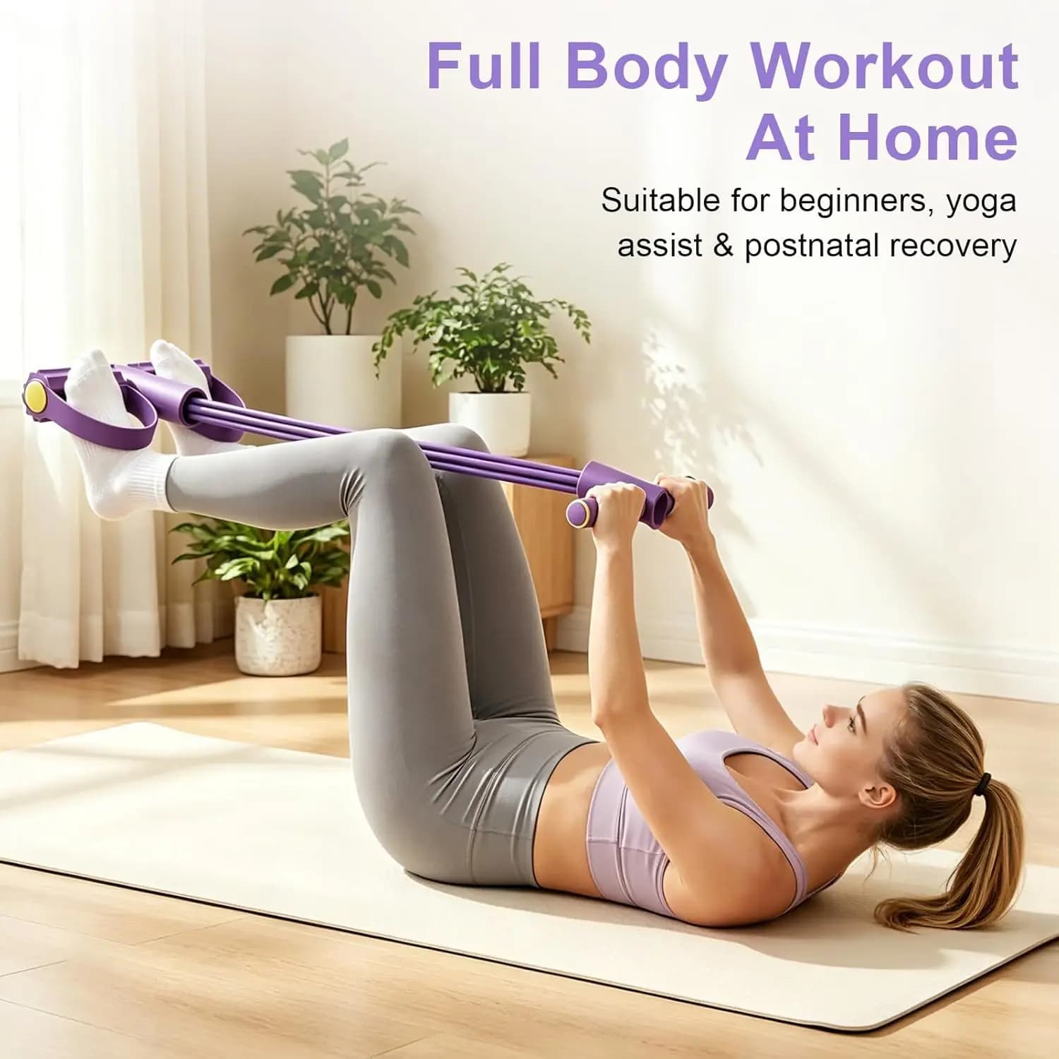Fascia di resistenza a 4 tubi multifunzione, corda elastica per fitness, elastico a 6 tubi per yoga, per esercizi sportivi in palestra