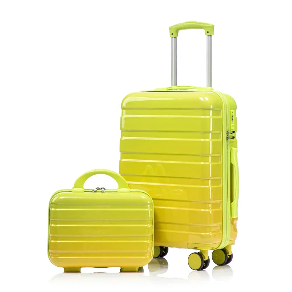 14"/20" 2 pcs/set in PC Spinner Wheel Luggage, Carry on Suitcase, With Gradient Color and Combination Lock