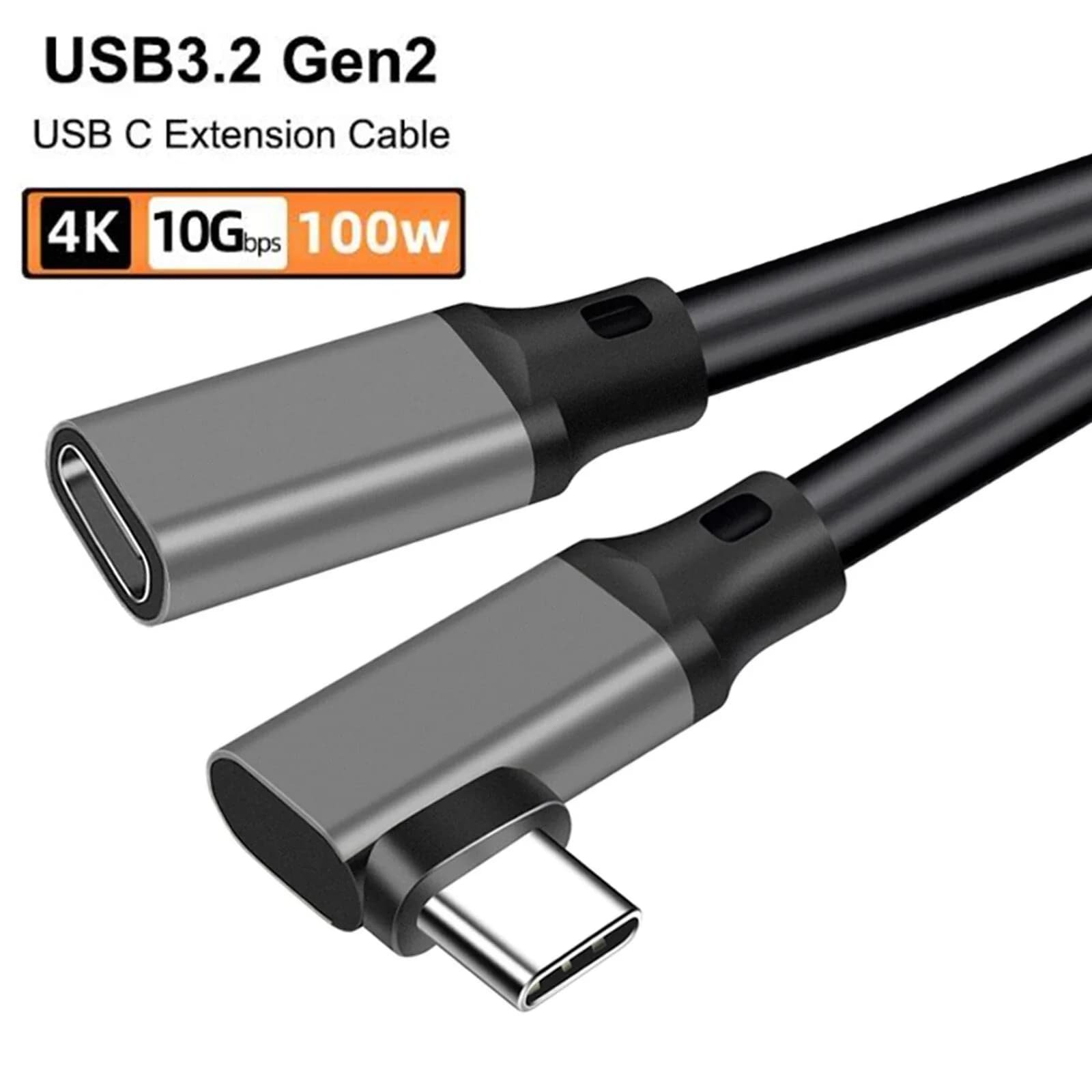 3M 5M ad angolo retto TYPE-C 3.2 maschio a femmina prolunga cavo VR 10Gbps ricarica rapida trasferimento dati SSD disco rigido PD 100W 4K @ 60HZ