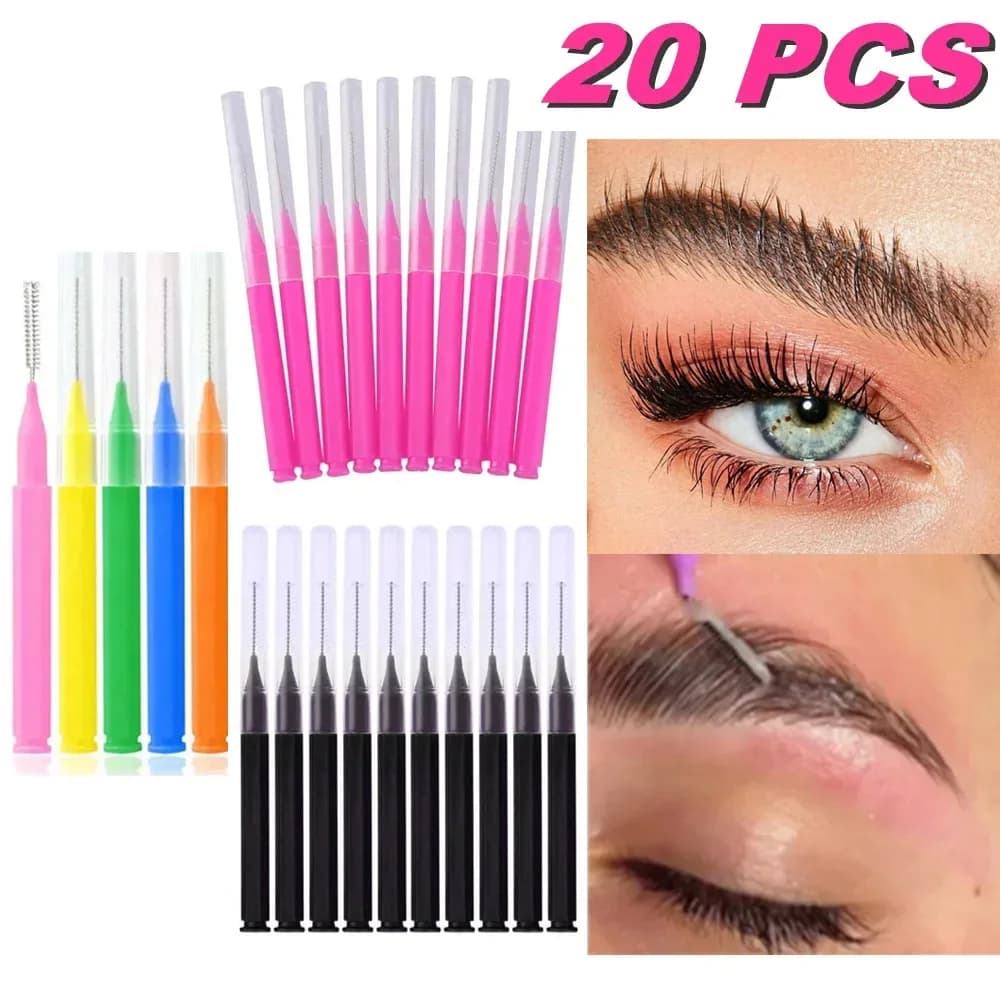 20 Parts Mini Brushes for Mascara, Disposable Brushes for Eyebrow Lifting, Folding Brushes for Eyelashes, Micro Applications for Makeup